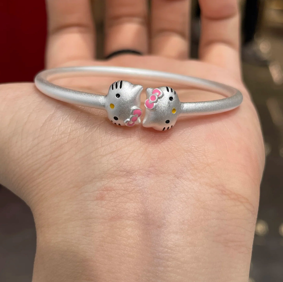 Kitty twin Charms Bangle Bracelet