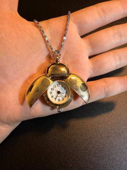Ladybug Clock Necklace