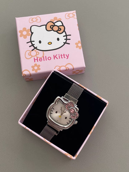 Silver Kitty Charm Watch