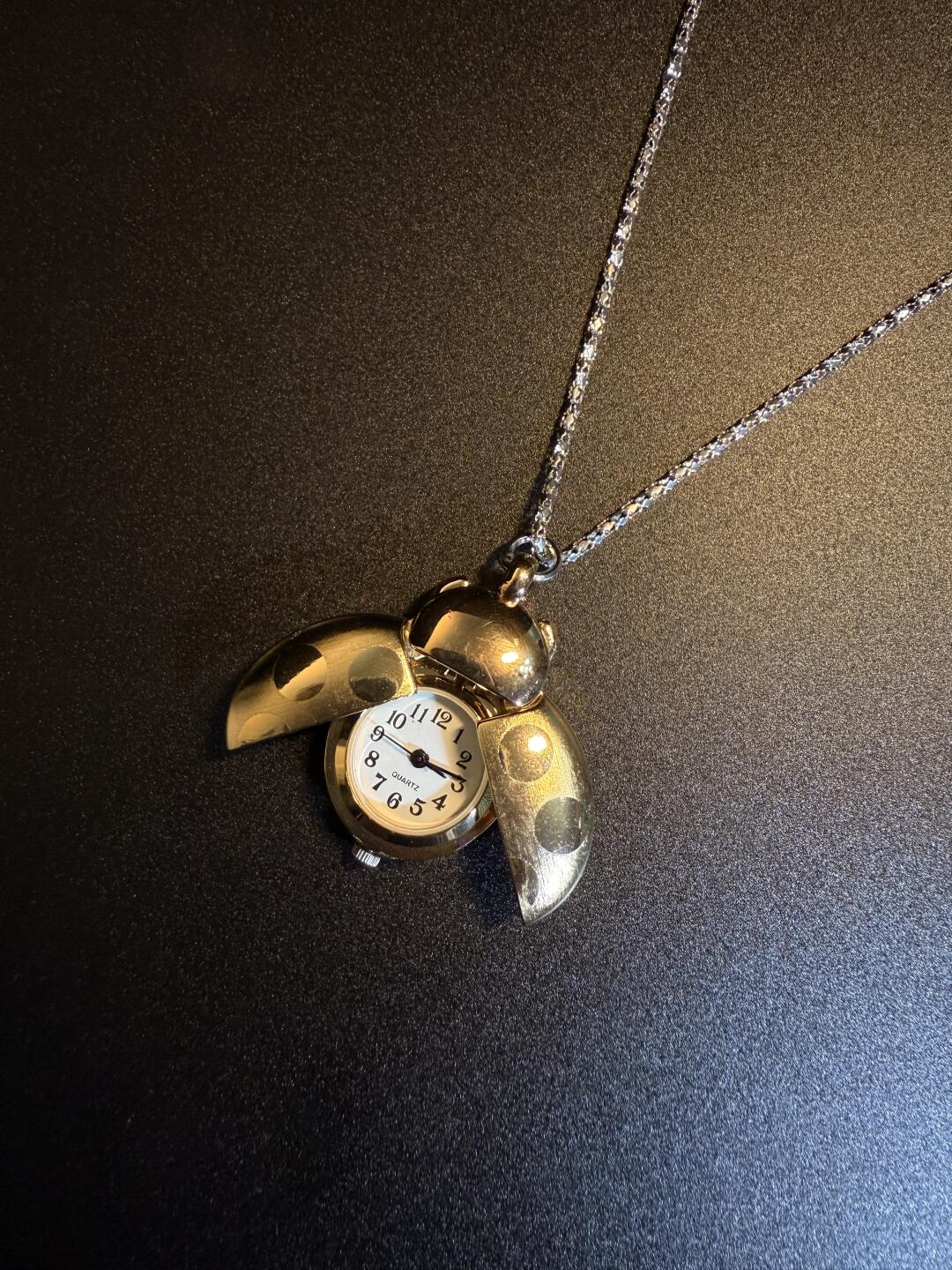 Ladybug Clock Necklace