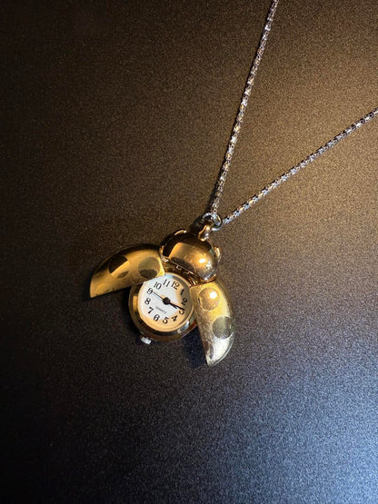 Ladybug Clock Necklace