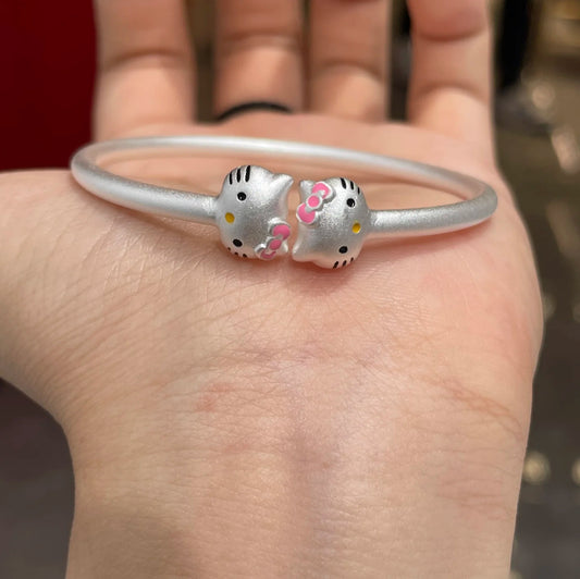 Kitty twin Charms Bangle Bracelet