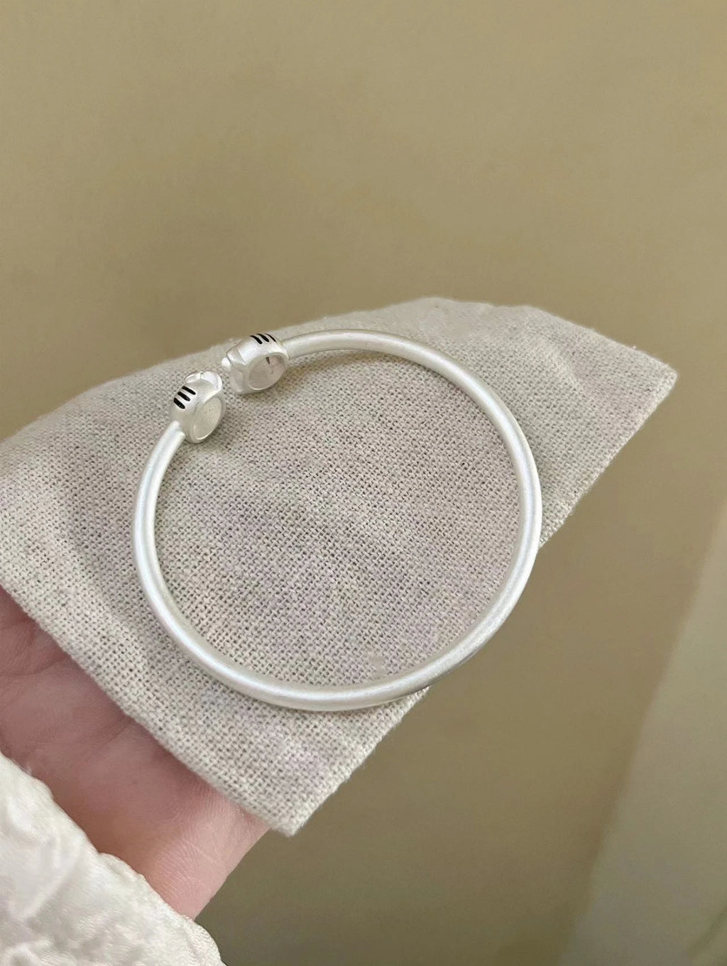 Dotted Bow Kitty Bangle Bracelet